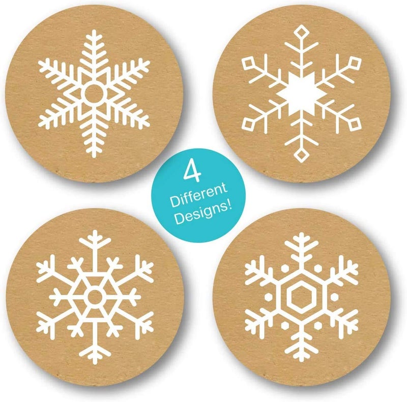 SBlabels Snowflake Stickers / 500 Cozy Winter Envelope Seals / 4 Alternating Christmas Snowflakes Designs / 1.5" Round Holiday Labels/A Little Snowflake Baby Shower Accents/Made in The USA - Image 2